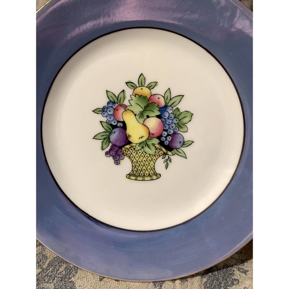 Pair of Noritake Blue Lusterware Fruit Basket Side Plates - Picture 4 of 10